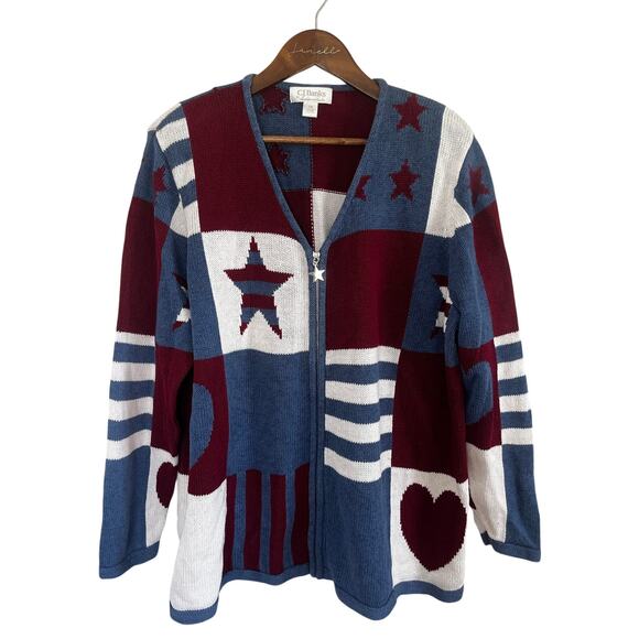 American Vintage Sweaters - Vintage 90s Americana Cardigan USA Patriotic Cottage Granny July 4 Plus Size 1X